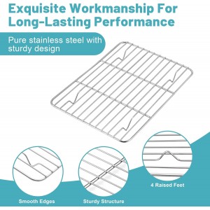 TeamFar Cooling Rack, 8.75” x 6.25” Stainless Steel Wire Baking Rack for Cooking Roasting Grilling, Fit for Oven Pan, Oven & Dishwasher Safe, Non-toxic & Heavy-Duty, 2PCS