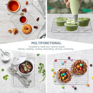 TeamFar Cooling Rack, 8.75” x 6.25” Stainless Steel Wire Baking Rack for Cooking Roasting Grilling, Fit for Oven Pan, Oven & Dishwasher Safe, Non-toxic & Heavy-Duty, 2PCS