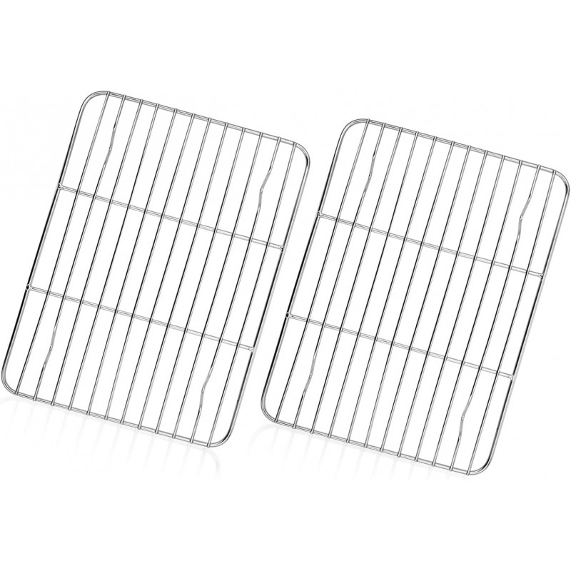 TeamFar Cooling Rack, 8.75” x 6.25” Stainless Steel Wire Baking Rack for Cooking Roasting Grilling, Fit for Oven Pan, Oven & Dishwasher Safe, Non-toxic & Heavy-Duty, 2PCS
