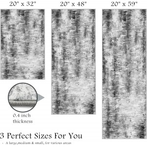 Tritard Upgrade Non Slip Kitchen Rugs Sets of 3 Washable Kitchen Mats for Floor Abstract Kitchen Runner Rug Ultra Soft Floor Mat Set Kitchen Carpet Rugs for Hallway, Laundry, Entryway, Office, Grey