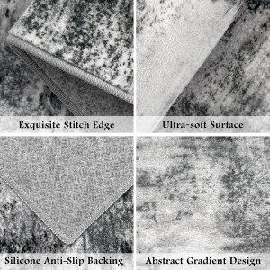 Tritard Upgrade Non Slip Kitchen Rugs Sets of 3 Washable Kitchen Mats for Floor Abstract Kitchen Runner Rug Ultra Soft Floor Mat Set Kitchen Carpet Rugs for Hallway, Laundry, Entryway, Office, Grey