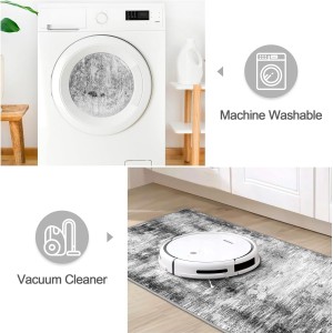 Tritard Upgrade Non Slip Kitchen Rugs Sets of 3 Washable Kitchen Mats for Floor Abstract Kitchen Runner Rug Ultra Soft Floor Mat Set Kitchen Carpet Rugs for Hallway, Laundry, Entryway, Office, Grey