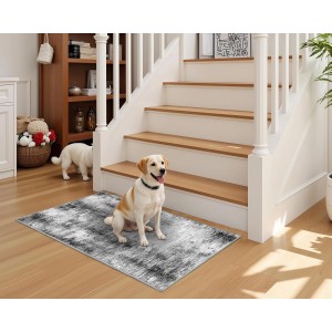Tritard Upgrade Non Slip Kitchen Rugs Sets of 3 Washable Kitchen Mats for Floor Abstract Kitchen Runner Rug Ultra Soft Floor Mat Set Kitchen Carpet Rugs for Hallway, Laundry, Entryway, Office, Grey