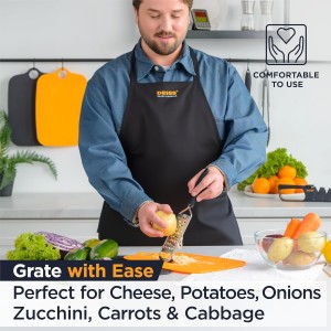 Deiss PRO Coarse Grater & Hand Held Cheese Grater - Sharp Stainless Steel Blades, Non-Slip Handle, Small Cheese Grater for Kitchen, Shredder, Dishwasher Safe