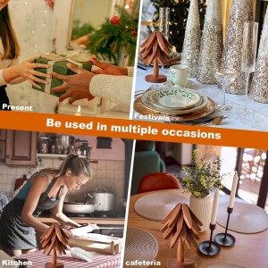 Wooden Trivets for Hot Dishes,Tree Shape Trivet Set,4 Wooden Trivets+1 Stand,Stored Like a Christmas Tree,Natural Foldable Kitchen Wooden Trivet,for Hot Dishes、Pot、Bowl、Teapot、Teacups(Walnut Wood)