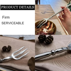 Stainless Steel Dinner Fork,Meat Cooking Gourmet Steak Round Handle Long Handle Fork Used In Kitchen Restaurant,2 Pieces,Silver.
