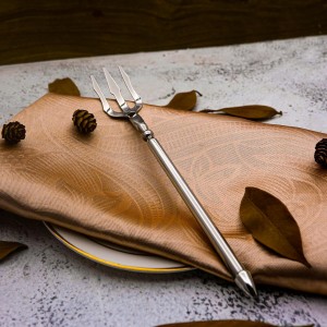 Stainless Steel Dinner Fork,Meat Cooking Gourmet Steak Round Handle Long Handle Fork Used In Kitchen Restaurant,2 Pieces,Silver.