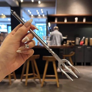 Stainless Steel Dinner Fork,Meat Cooking Gourmet Steak Round Handle Long Handle Fork Used In Kitchen Restaurant,2 Pieces,Silver.