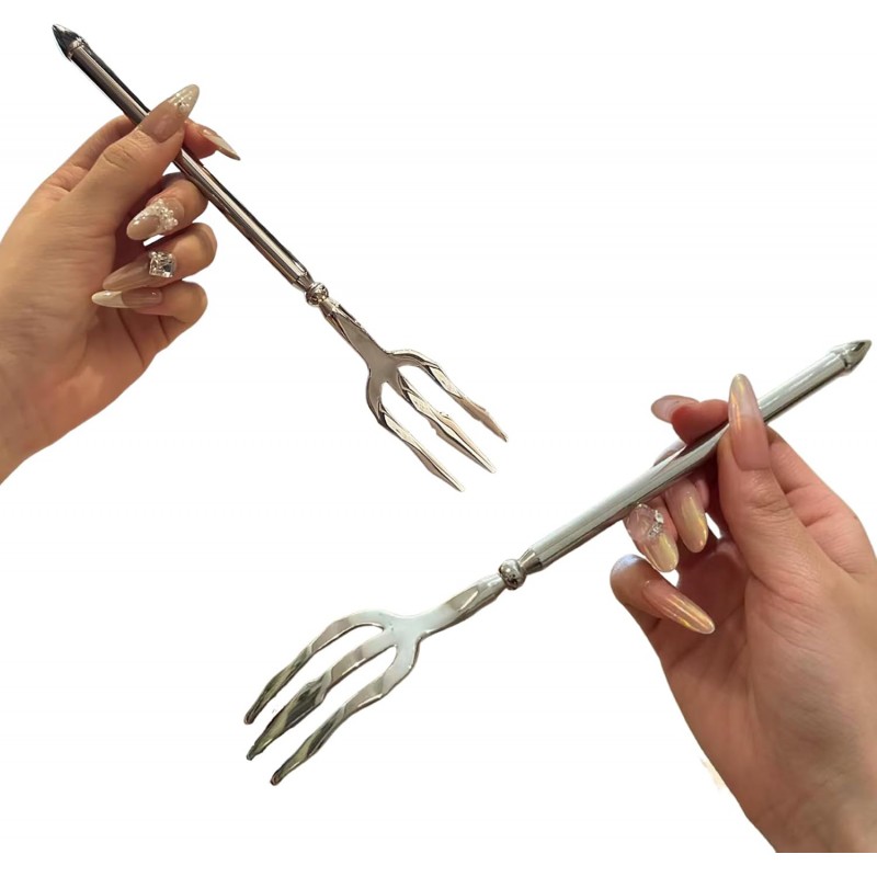 Stainless Steel Dinner Fork,Meat Cooking Gourmet Steak Round Handle Long Handle Fork Used In Kitchen Restaurant,2 Pieces,Silver.