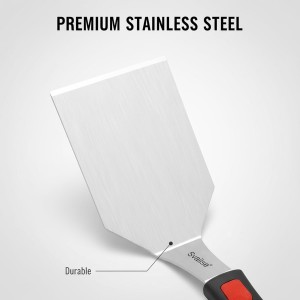 2Pcs Stainless Steel Spatula Set, Metal Turners for Kitchen Use, Metal Cooking Utensils for Cast Iron Skillet with Silicone Handle, Spatula Flipper for Frying Egg, Brownie, Cookies or Pancake