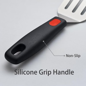 2Pcs Stainless Steel Spatula Set, Metal Turners for Kitchen Use, Metal Cooking Utensils for Cast Iron Skillet with Silicone Handle, Spatula Flipper for Frying Egg, Brownie, Cookies or Pancake