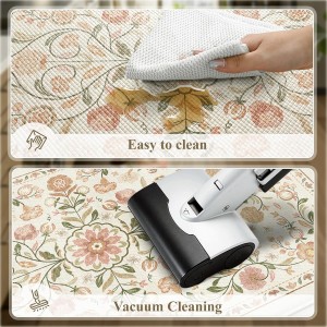 KIMODE Anti Fatigue Mats for Kitchen Floor Non Slip,Farmhouse Boho Floral Standing Kitchen Rugs Sets of 2,Comfort Cushioned Padded Ergonomic Carpet for Laundry Sink Office,Beige