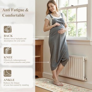 KIMODE Anti Fatigue Mats for Kitchen Floor Non Slip,Farmhouse Boho Floral Standing Kitchen Rugs Sets of 2,Comfort Cushioned Padded Ergonomic Carpet for Laundry Sink Office,Beige