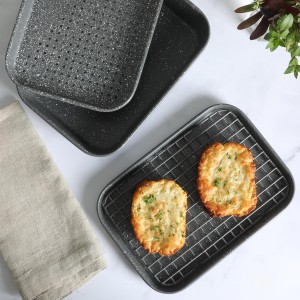 Oster Greystone Premium 4-Piece Carbon Steel Toaster Oven Bakerware Set – PFOA Free Non-Stick Bakeware for Easy Cooking