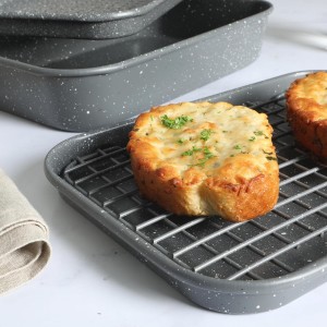 Oster Greystone Premium 4-Piece Carbon Steel Toaster Oven Bakerware Set – PFOA Free Non-Stick Bakeware for Easy Cooking