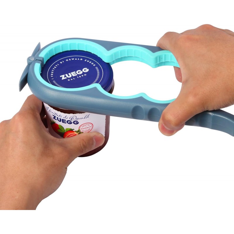 Jar Opener for Weak Hands, Seniors with Arthritis, Bottle Opener to Remove Stubborn Lids, Mutil Can Opener Gripper for Anyone with Low Strength (Blue and Grey)