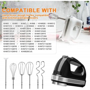 Hand Mixer Beaters Attachments for Kitchenaid Whisk, Beater, Dough Hook, Blending Rod, Stainless Steel Hand Mixers Blender Accessories for Kitchenaid KHM3 KHM5 KHM7 KHM9 KHM926 KHM512-6PCS