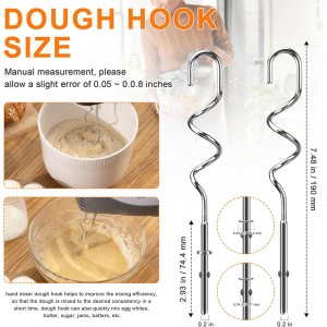 Hand Mixer Beaters Attachments for Kitchenaid Whisk, Beater, Dough Hook, Blending Rod, Stainless Steel Hand Mixers Blender Accessories for Kitchenaid KHM3 KHM5 KHM7 KHM9 KHM926 KHM512-6PCS