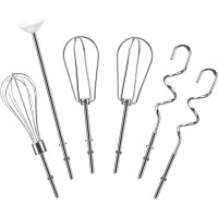 Hand Mixer Beaters Attachments for Kitchenaid Whisk, Beater, Dough Hook, Blending Rod, Stainless Steel Hand Mixers Blender Accessories for Kitchenaid KHM3 KHM5 KHM7 KHM9 KHM926 KHM512-6PCS