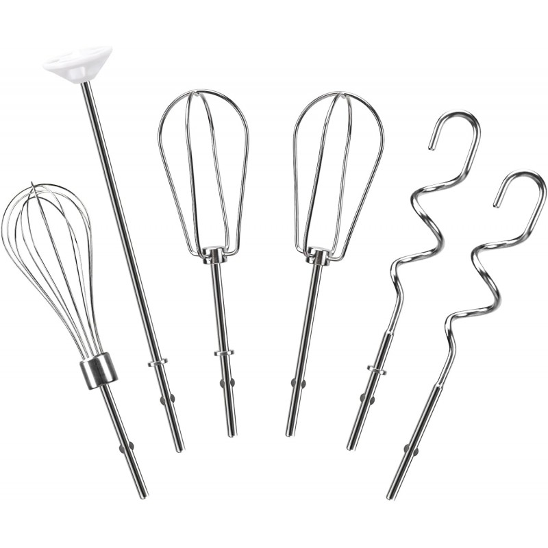 Hand Mixer Beaters Attachments for Kitchenaid Whisk, Beater, Dough Hook, Blending Rod, Stainless Steel Hand Mixers Blender Accessories for Kitchenaid KHM3 KHM5 KHM7 KHM9 KHM926 KHM512-6PCS
