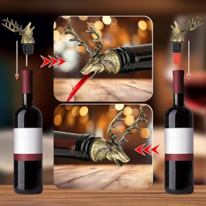 Deer Head Liquor Pourers Spout, Deer Wine Bottle Pourer and Stopper for Wine Spirits, Stag Gifts Birthday Gifts Hunting Gifts for Hunters Men Women, Bronze