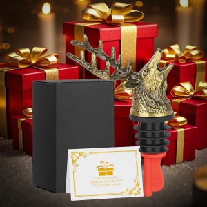 Deer Head Liquor Pourers Spout, Deer Wine Bottle Pourer and Stopper for Wine Spirits, Stag Gifts Birthday Gifts Hunting Gifts for Hunters Men Women, Bronze