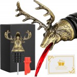 Deer Head Liquor Pourers Spout, Deer Wine Bottle Pourer and Stopper for Wine Spirits, Stag Gifts Birthday Gifts Hunting Gifts for Hunters Men Women, Bronze
