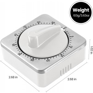 Kitchen Timers for Cooking, Chef Cooking Timer Clock with Loud Alarm,100% Mechanical Desk Timer - No Batteries Required - Magnetic Backing, Exquisite Stainless Steel Body - Countdown Reminder Magnetic