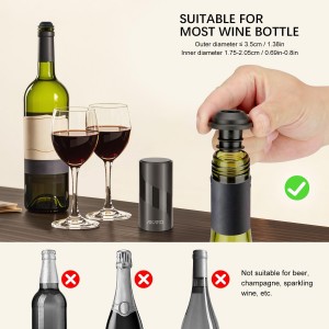 AIKARO - Electric Wine Saver Vacuum Pump with Bottle Stopper Automatic Wine Preserver, Battery Operated