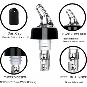 Automatic Measured Bottle Pourer -1 oz (about 30 mL) Set of 6,Pour Spouts for Liquor Bottles with Dust Caps,Measure Pourer Drinks Wine Cocktail Dispenser, Suitable for Home Kitchen Bar Shot Pourer