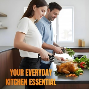 Poultry Shears Heavy Duty Professional, Kitchen Shears for Poultry,Turkey, Chicken & Bone Cutting, Multi-purpose kitchen Scissors Spring-Loaded, Dishwasher Safe, Meat Shear with Non-Slip Handle, Black