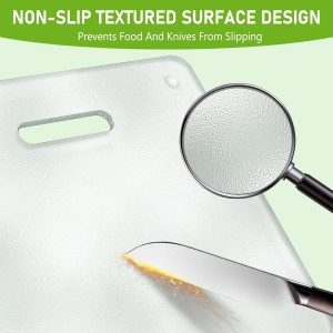 Tempered Glass Cutting Board for Kitchen, 2PCS Clear Chopping Board with Handle (16"x12" & 12"x8"), Plastic Free, Scratch Resistant, Heat Resistant, Dishwasher Safe, Non-toxic, Easy to Clean