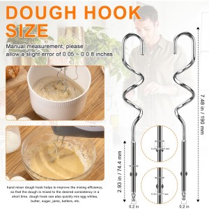 Hand Mixer Beaters Replacement for Cuisinart CHM Series, Stainless Steel Beater, Whisk, Dough Hook, Blending Rod Attachments Parts for HM-90S HM-50 HM-70 CHM-3 CHM-7PK 9 7 5 3 Mixers Blender - 6 PCS