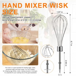 Hand Mixer Beaters Replacement for Cuisinart CHM Series, Stainless Steel Beater, Whisk, Dough Hook, Blending Rod Attachments Parts for HM-90S HM-50 HM-70 CHM-3 CHM-7PK 9 7 5 3 Mixers Blender - 6 PCS