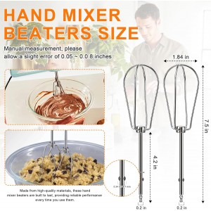 Hand Mixer Beaters Replacement for Cuisinart CHM Series, Stainless Steel Beater, Whisk, Dough Hook, Blending Rod Attachments Parts for HM-90S HM-50 HM-70 CHM-3 CHM-7PK 9 7 5 3 Mixers Blender - 6 PCS