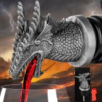LKKCHER Dragon Head Liquor Pourers Spout for Alcohol Spirits, Dragon Gifts 2-In-1 Wine Bottle Pourer and Stopper for Men Women, Wine Accessories Gifts, Silver with Bag
