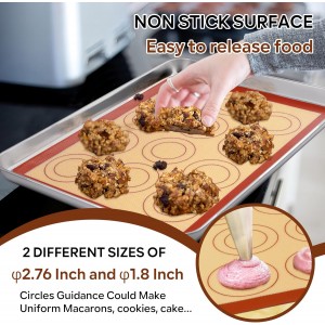 P&P CHEF 15 Inch Silicone Baking Mats, 2 Pcs Reusable Silicone Oven Mat, Non Stick Baking Supplies for Macaroon Pastry Bread Dough Cookie, Fits Well with Sheet Pan, Healthy & Easy Clean