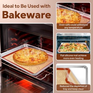 P&P CHEF 15 Inch Silicone Baking Mats, 2 Pcs Reusable Silicone Oven Mat, Non Stick Baking Supplies for Macaroon Pastry Bread Dough Cookie, Fits Well with Sheet Pan, Healthy & Easy Clean