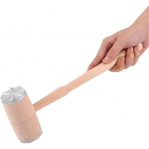 Wood Meat Hammer Double Sided Mallet Tenderizer for Steak Beef with Wooden Handle Practical Kitchen Tool Made from Wood with Aluminium Heads Ergonomically Designed Easy to Use