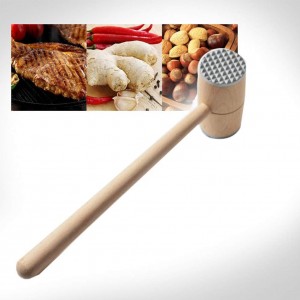 Wood Meat Hammer Double Sided Mallet Tenderizer for Steak Beef with Wooden Handle Practical Kitchen Tool Made from Wood with Aluminium Heads Ergonomically Designed Easy to Use