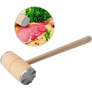 Wood Meat Hammer Double Sided Mallet Tenderizer for Steak Beef with Wooden Handle Practical Kitchen Tool Made from Wood with Aluminium Heads Ergonomically Designed Easy to Use
