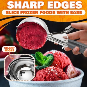 4 oz Ice Cream Scoop with Trigger – 8.74 x 2.75 Size, Ergonomic Handle, #8 Trigger Release Scoop for Ice Cream, Baking, Cookies and Desserts, Easy to Clean, Dishwasher-Safe