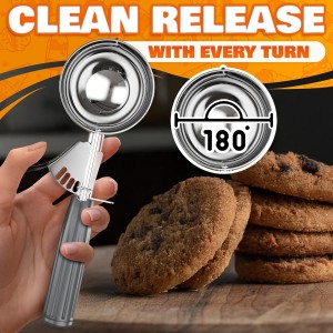 4 oz Ice Cream Scoop with Trigger – 8.74 x 2.75 Size, Ergonomic Handle, #8 Trigger Release Scoop for Ice Cream, Baking, Cookies and Desserts, Easy to Clean, Dishwasher-Safe