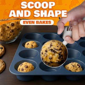 4 oz Ice Cream Scoop with Trigger – 8.74 x 2.75 Size, Ergonomic Handle, #8 Trigger Release Scoop for Ice Cream, Baking, Cookies and Desserts, Easy to Clean, Dishwasher-Safe