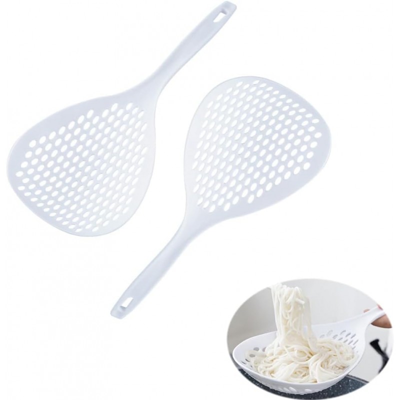 2 Pack Skimmer Slotted Spoon Heat Resistant 13 Inch Spider Strainer Spaghetti Server Spider Scoop Ladle Cooking Colander for Skimming Draining Veggie Vegetable Noodles Fruits