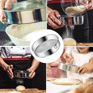 Flour Sifter Stainless Steel 8 Inch 60 Mesh Fine Mesh Strainers Flour Sieve for Baking Cake Bread