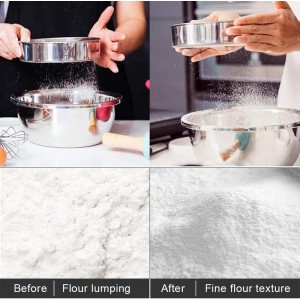 Flour Sifter Stainless Steel 8 Inch 60 Mesh Fine Mesh Strainers Flour Sieve for Baking Cake Bread