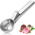 Premium Ice Cream Scoop, Stainless Steel Ice Scoop with Trigger & Ergonomic Handle - One-Push Release for Perfect Scooping, Dishwasher Safe for Ice Cream, Gelato, Sorbet, Cake Batter (1p-silver)
