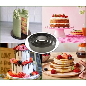 Maystore's Set of 4 Cake Rings 4-6-8-10 Inch – Round Cake Cutter Ring Mold with Premium Stainless Steel – Perfect Cake Ring for Baking, Pastry, and English Muffin – Ideal for Creating Circles.