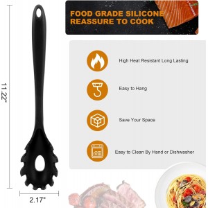 Upgraded Silicone Spaghetti Spoon and Pasta Tong Set – Sturdy Pasta Fork with Teeth, Noodle Spoon Server, and Multi-Purpose Tongs for Cooking and Serving